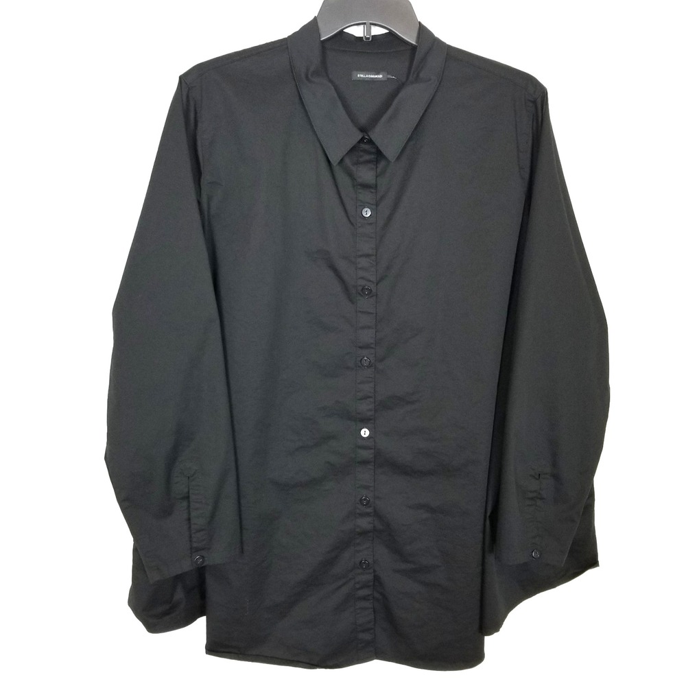 Stella Carakasi Women Relaxed Button Up Tunic  2XL Black Long Sleeve‎ Lagenlook